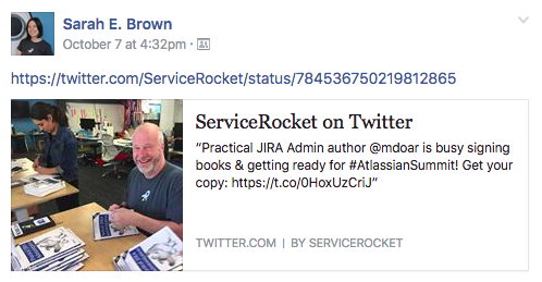 Matt Doar signing JIRA Administration book for Atlassian Summit on Workplace be Facebook